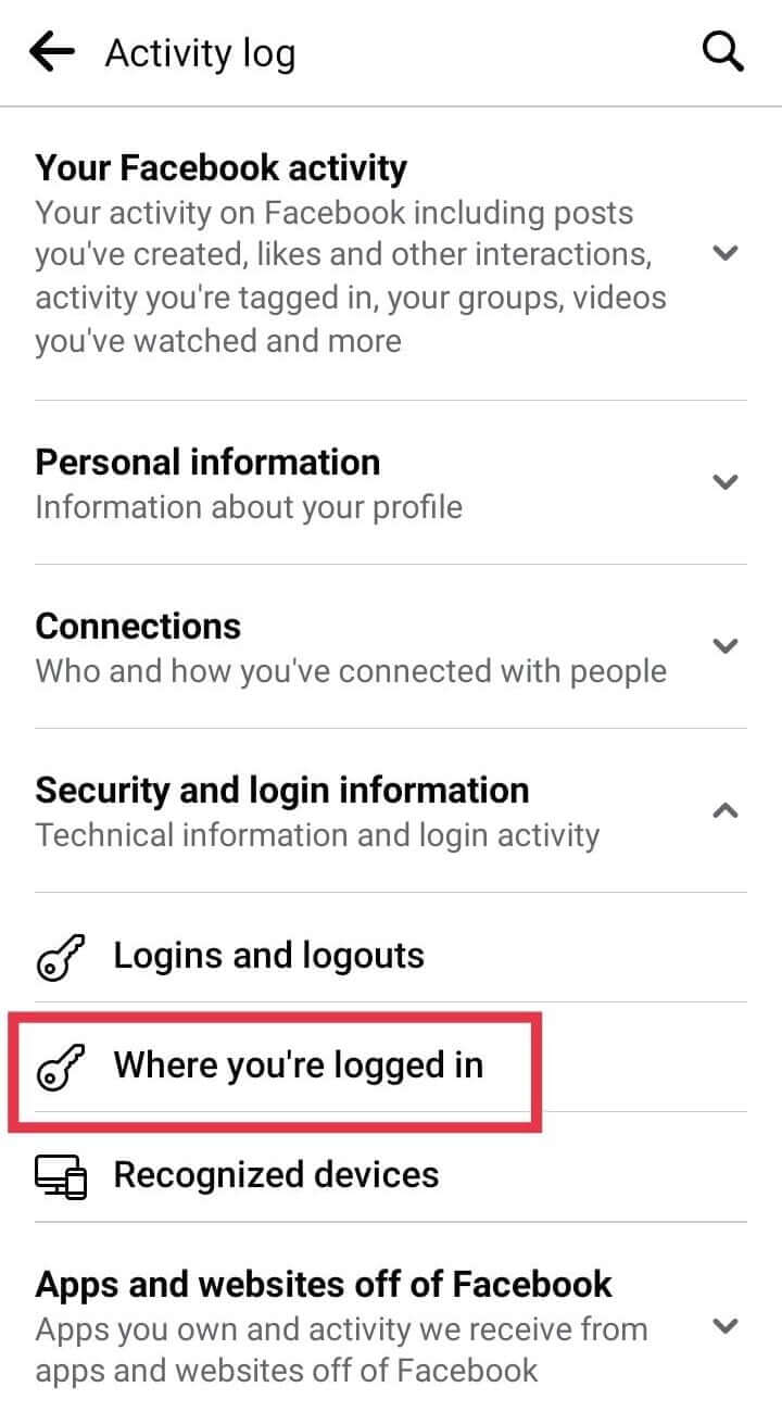 tap-on-where-youre-logged-in-e1713684801947 طريقة فحص نشاطات تسجيل الدخول على فيسبوك من الهاتف المحمول
