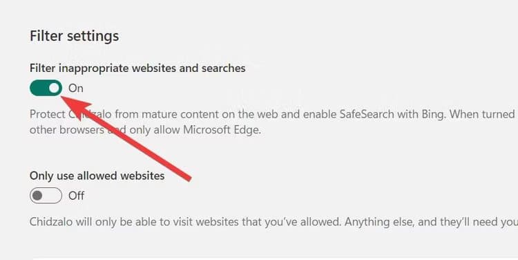 turn-on-edge-filter-settings-family-app-windows كيفية إعداد أدوات الرقابة الأبوية على نظام التشغيل Windows 11