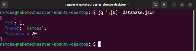 use-jq-json-linux-07-database-entry-selection استخدام أمر jq لتحليل بيانات JSON على نظام Linux