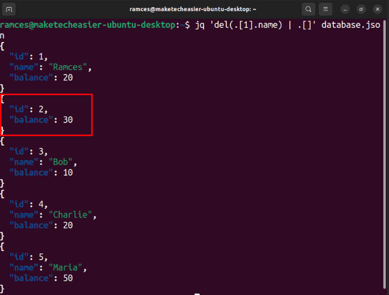 use-jq-json-linux-10-modified-entry-database استخدام أمر jq لتحليل بيانات JSON على نظام Linux