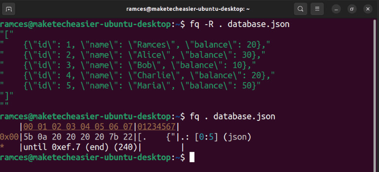 use-jq-json-linux-17-fq-database-read استخدام أمر jq لتحليل بيانات JSON على نظام Linux
