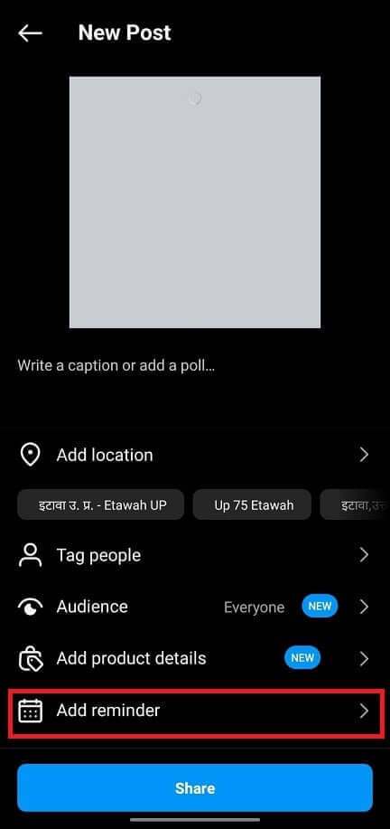 you-will-have-the-option-named-Add-Reminder.-Tap-on-it كيفية رؤية تذكيرات العد التنازلي المحفوظة على Instagram في Android