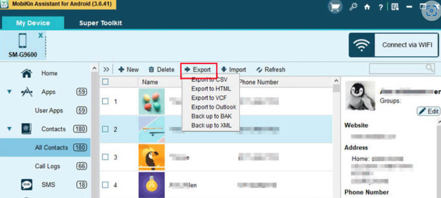 choose-export-and-click-export-to-csv-e1714567564554 كيفية طباعة جهات الاتصال من هاتف Android