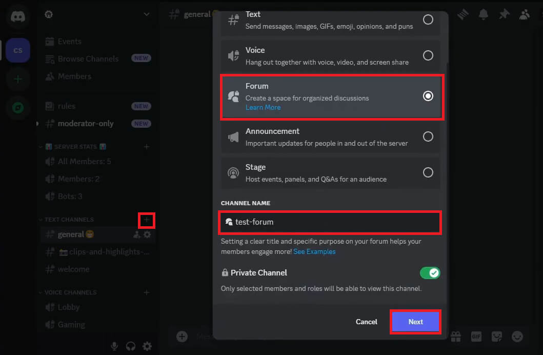 click-on-next-e1714455096774 كيفية إنشاء قناة منتدى في Discord