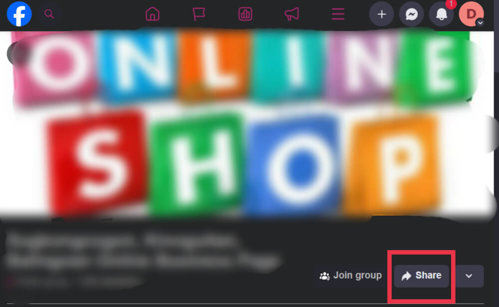 click-on-share-e1714495402948 كيفية مشاركة صفحة الأعمال على Facebook