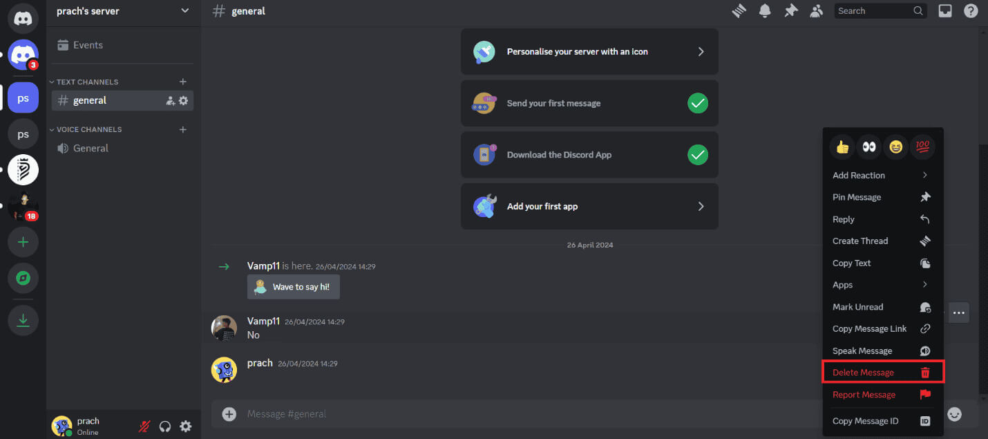 select-delete-message كيفية مسح الدردشة في Discord