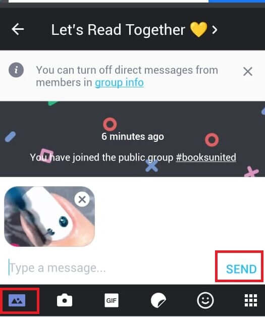 tap-on-send-e1714495990734 كيفية إرسال صور GIF الخاصة بك على Kik Android