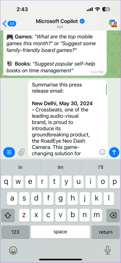 10.5-473x1024-1 6 أشياء رائعة لاستخدام روبوت Microsoft Copilot AI الجديد من Telegram