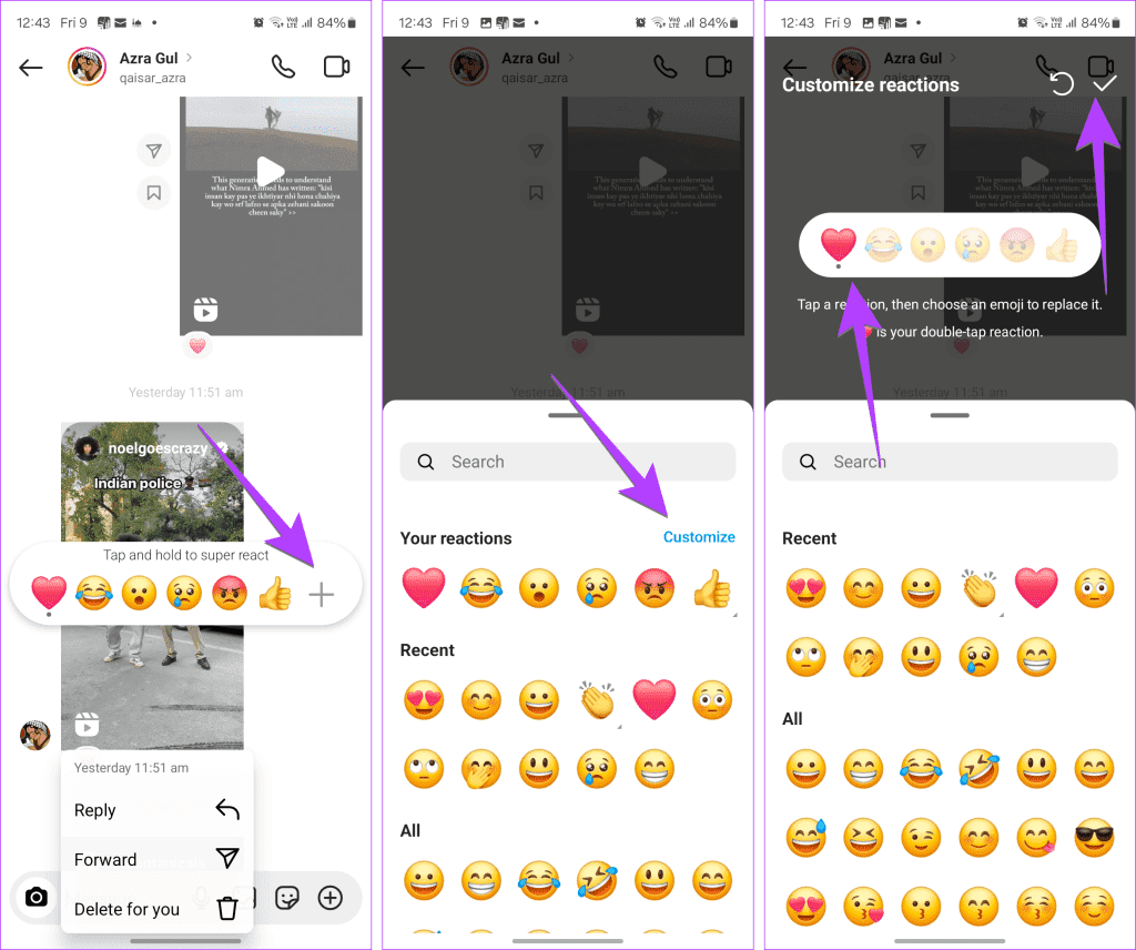 Change-double-tap-or-reaction-emoji-in-instagram-1024x856-1 كيفية تغيير النقر المزدوج أو التفاعل الافتراضي في رسائل Instagram