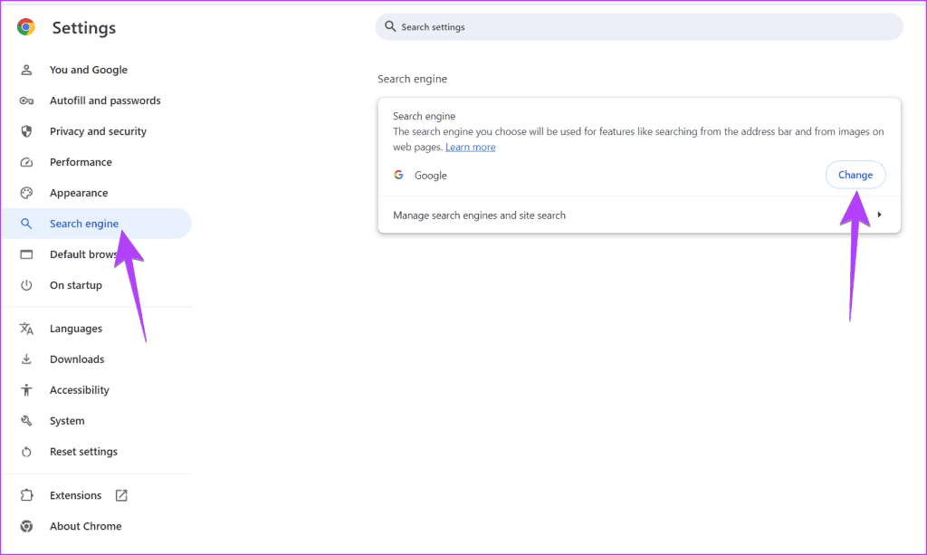 Chrome-change-search-engine-1024x613-1 كيفية استعادة زر "تخصيص Chrome" المفقود