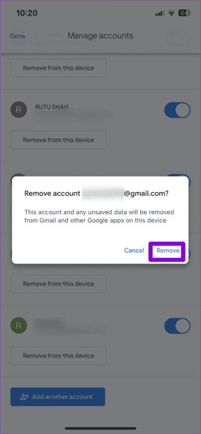 Confirm-Remove-Account-From-Gmail-App-on-iPhone-474x1024-1 4 إصلاحات لمشكلة عدم اتصال Gmail على Android وiPhone