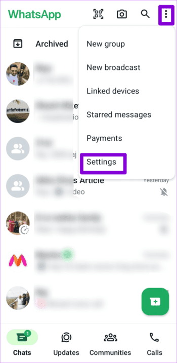 Open-WhatsApp-Settings-on-Android-1-500x1024-1 كيفية إيقاف مكالمات WhatsApp من شخص ما دون حظره