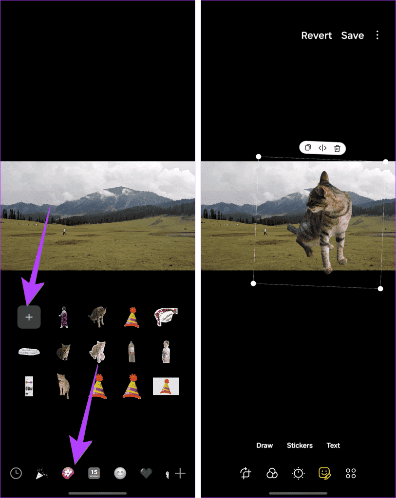 Samsung-Gallery-Add-sticker-on-image-813x1024-1 كيفية إنشاء ملصقات مخصصة والبحث عنها وحذفها واستخدامها وإرسالها على Samsung