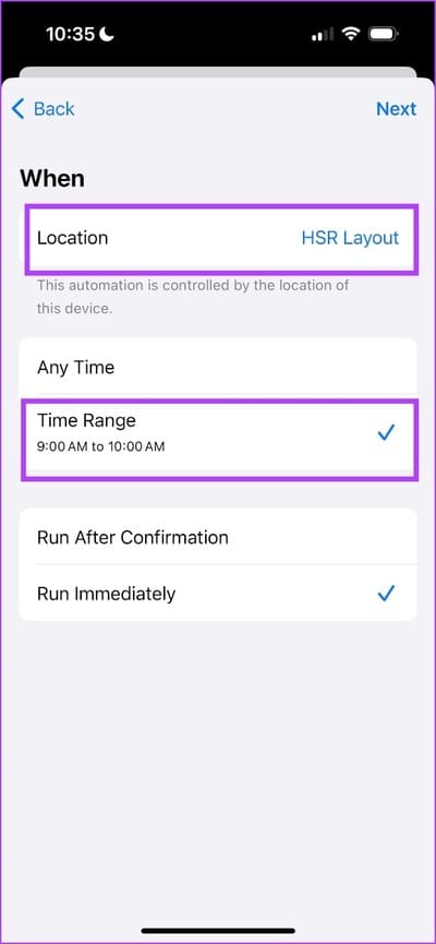 Select-Location-and-Time-Range أفضل 10 أفكار للأتمتة Automation على iPhone وكيفية إنشائها