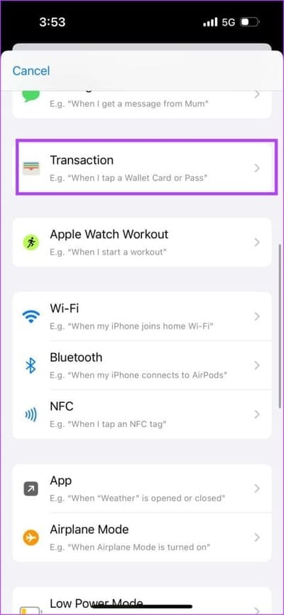 Select-Transaction-474x1024-1 أفضل 10 أفكار للأتمتة Automation على iPhone وكيفية إنشائها