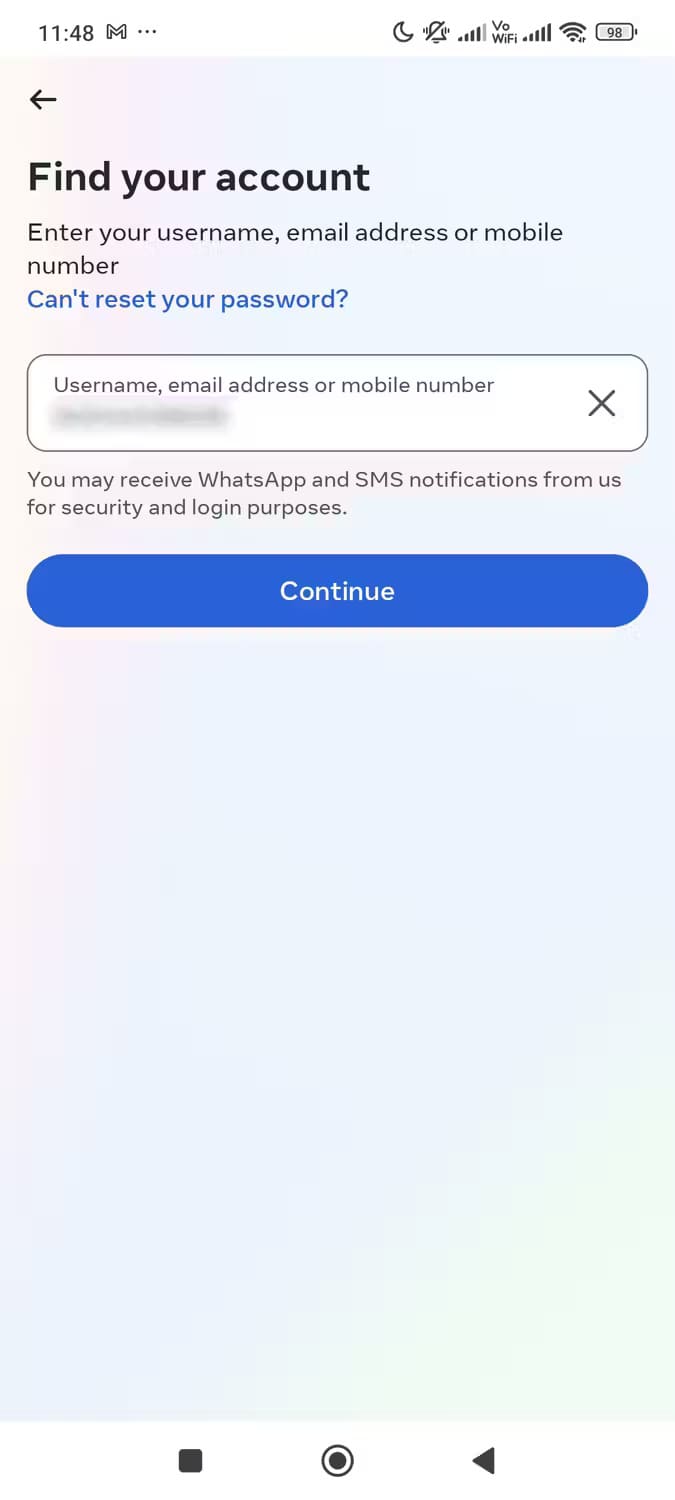 find-your-account-screen-of-the-instagram-app كيفية استعادة كلمة المرور المنسية لحسابك على Instagram