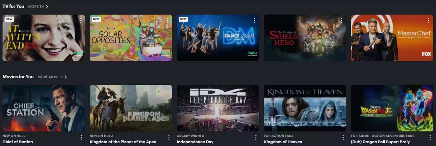 screenshot-of-hulu-personalized-recommendations 5 طرق للحصول على قيمة أموالك من Hulu