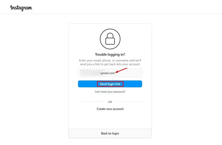 send-login-link-option-on-the-instagram-website-1 كيفية استعادة كلمة المرور المنسية لحسابك على Instagram