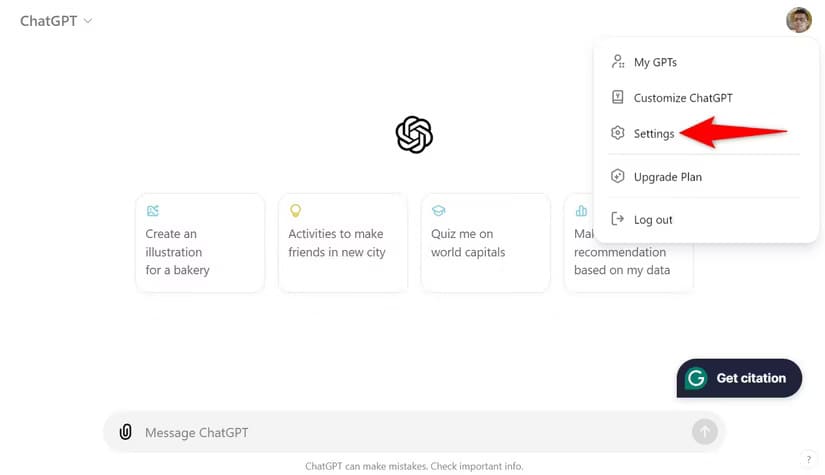 1-chatgpt-desktop-settings تعطيل ذاكرة ChatGPT وكيفية حذف البيانات المحفوظة
