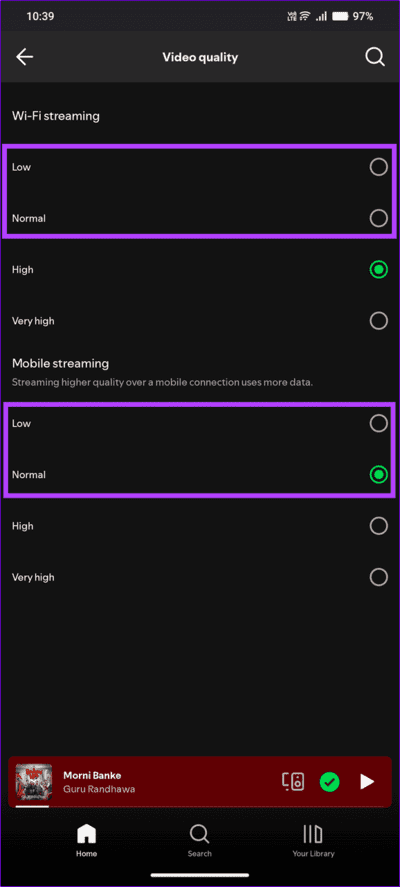 11-lower-video-quality كيفية جعل Spotify يستخدم بيانات جوال أقل