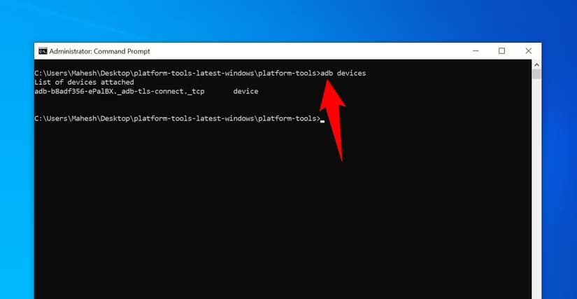 14-adb-devices-command تمكين واستخدام ADB اللاسلكي على هاتف Android بسهولة