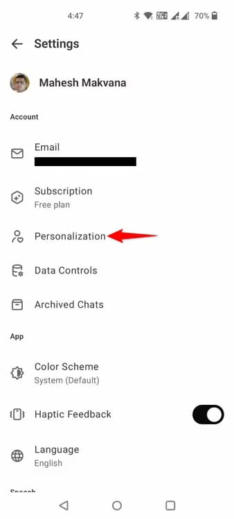 15-chatgpt-mobile-personalization-2 تعطيل ذاكرة ChatGPT وكيفية حذف البيانات المحفوظة