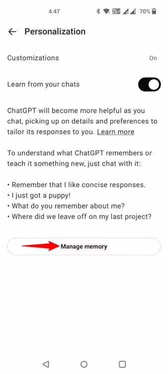 16-chatgpt-mobile-manage-memory تعطيل ذاكرة ChatGPT وكيفية حذف البيانات المحفوظة