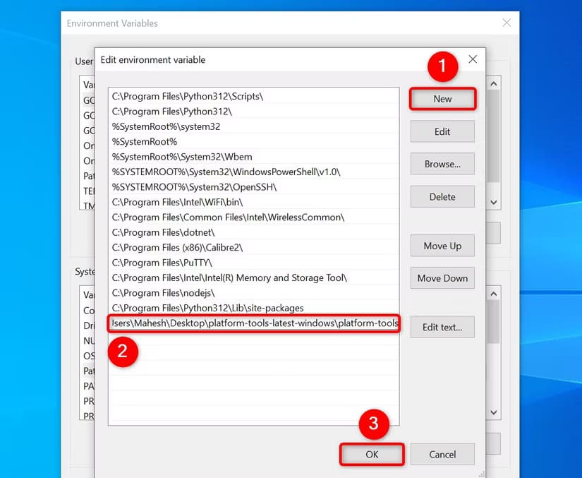18-add-adb-to-system-path-windows تمكين واستخدام ADB اللاسلكي على هاتف Android بسهولة