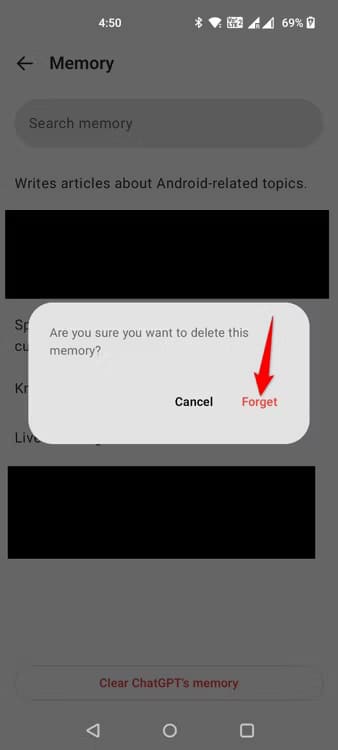 19-chatgpt-mobile-confirm-remove-select-memory تعطيل ذاكرة ChatGPT وكيفية حذف البيانات المحفوظة