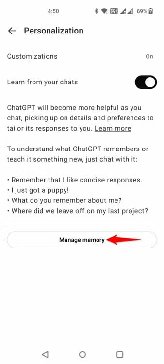 27-chatgpt-mobile-manage-memory-3 تعطيل ذاكرة ChatGPT وكيفية حذف البيانات المحفوظة
