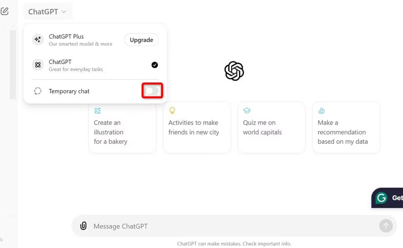 30-chatgpt-desktop-enable-temporary-chat تعطيل ذاكرة ChatGPT وكيفية حذف البيانات المحفوظة