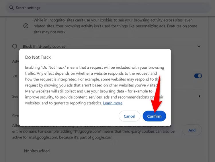 4-chrome-desktop-confirm-do-not-track طرق تفعيل خاصية عدم التتبع في متصفحات الويب لضمان خصوصيتك