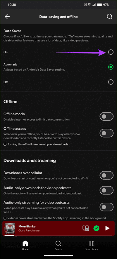 4-enable-data-saver كيفية جعل Spotify يستخدم بيانات جوال أقل