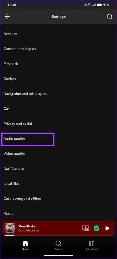 7-select-audio-quality كيفية جعل Spotify يستخدم بيانات جوال أقل
