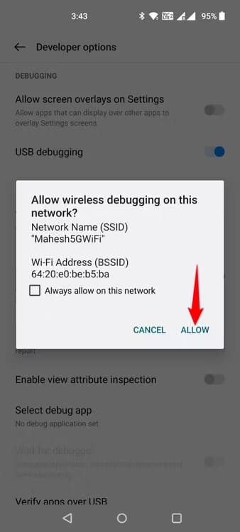 8-android-wireless-debugging-prompt تمكين واستخدام ADB اللاسلكي على هاتف Android بسهولة
