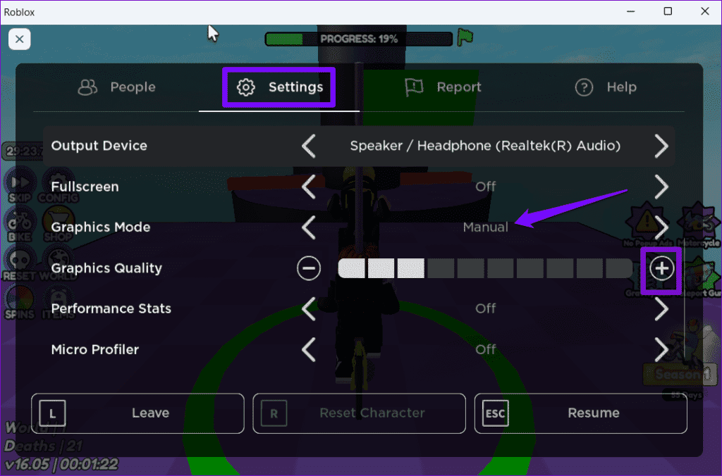 Increase-In-Game-Graphics-in-Roblox-1024x676-1 كيفية تعزيز الرسومات ومعدل الإطارات في الثانية FPS في لعبة Roblox