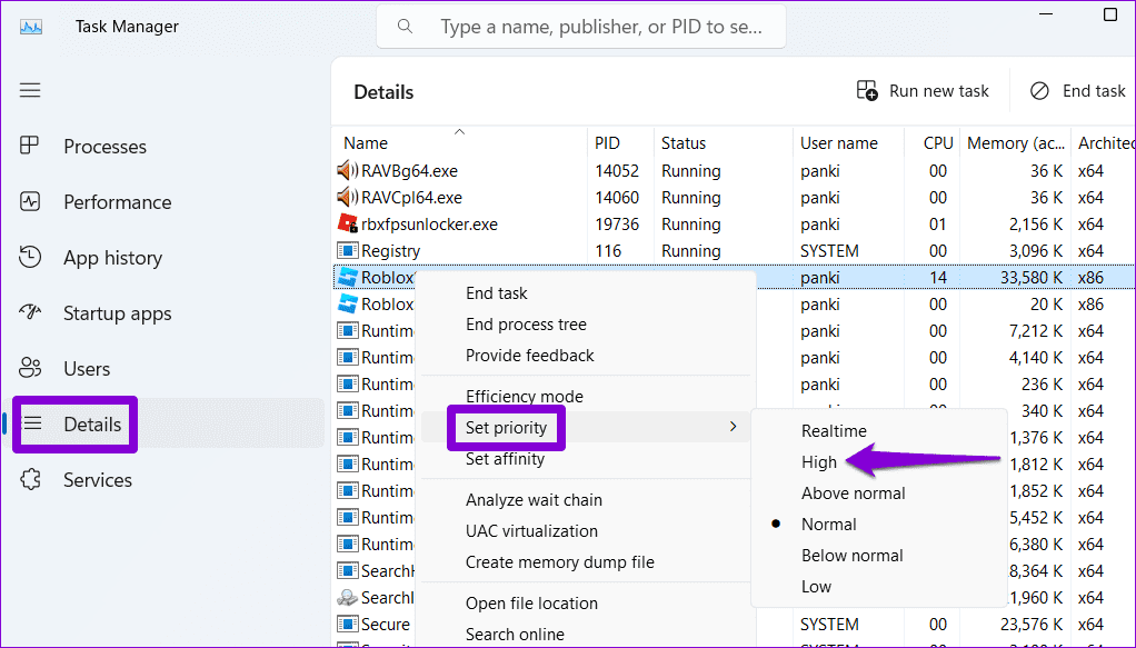 Increase-Process-Priority-for-Roblox كيفية تعزيز الرسومات ومعدل الإطارات في الثانية FPS في لعبة Roblox