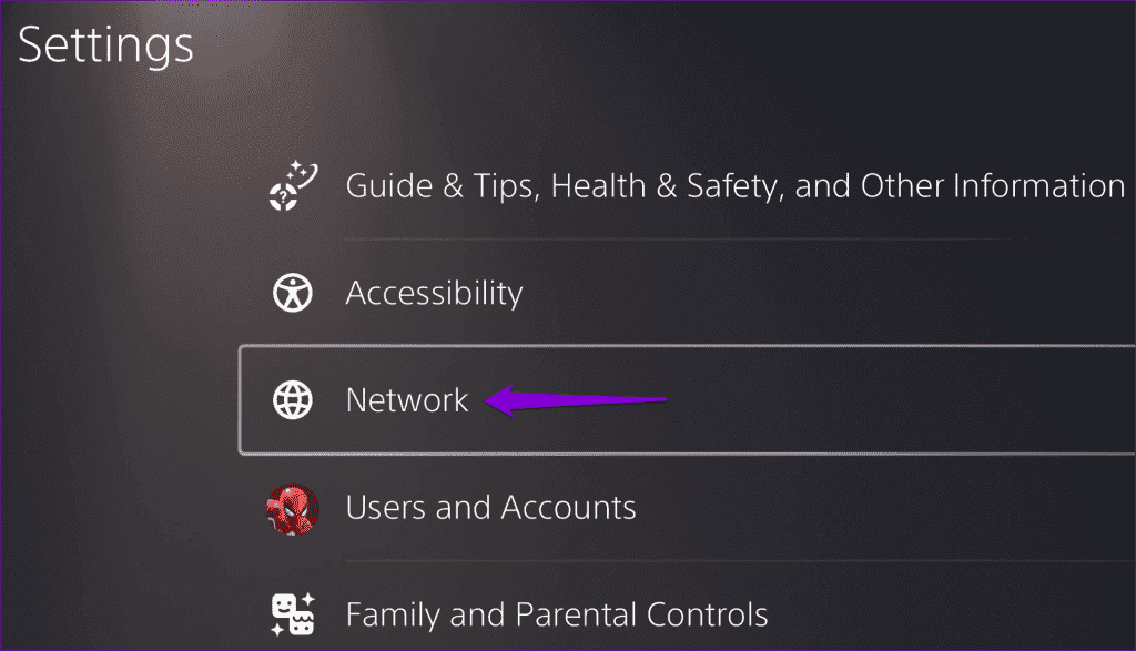 Open-Network-Settings-on-PS5-1024x587-1 3 إصلاحات لمشكلة عدم تحميل لقطات PlayStation 5 إلى تطبيق PS