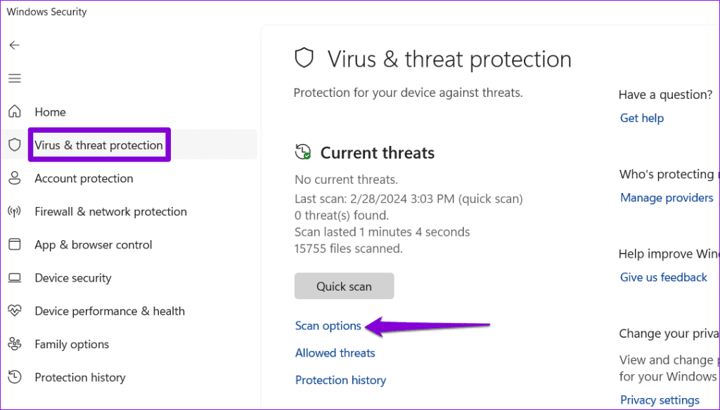 Scan-Options-in-Windows-Security-App-1024x584-1 3 إصلاحات لمشكلة "كيفية الحصول على المساعدة في Windows" تظهر باستمرار
