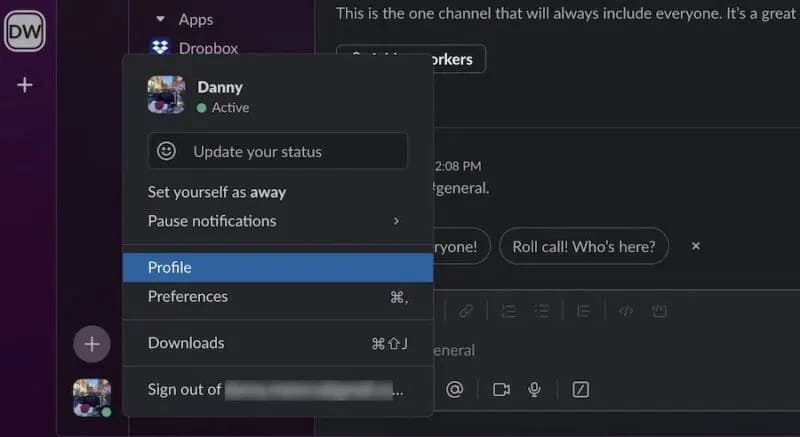 Select-Profile-in-Slack-Workspace-800x437-1 كيفية الانضمام ومغادرة مساحة عمل Slack بسهولة