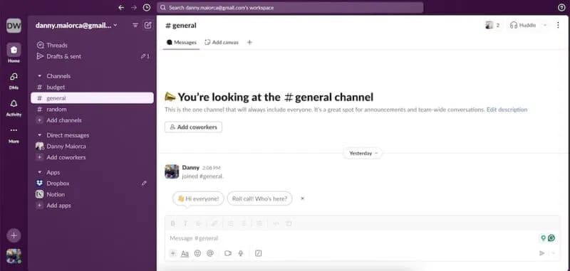 Slack-interface-800x381-1 مقارنة شاملة بين مميزات وخيارات Slack المجاني والمدفوع: هل تستحق الترقية؟