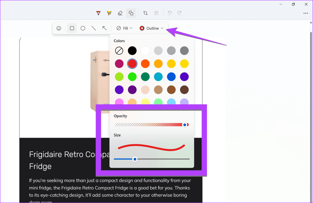 Snipping-tool-add-rectangle-red-shape-1024x664-1 كيفية رسم مربع (أحمر) حول النص في أداة Snipping Tool على Windows