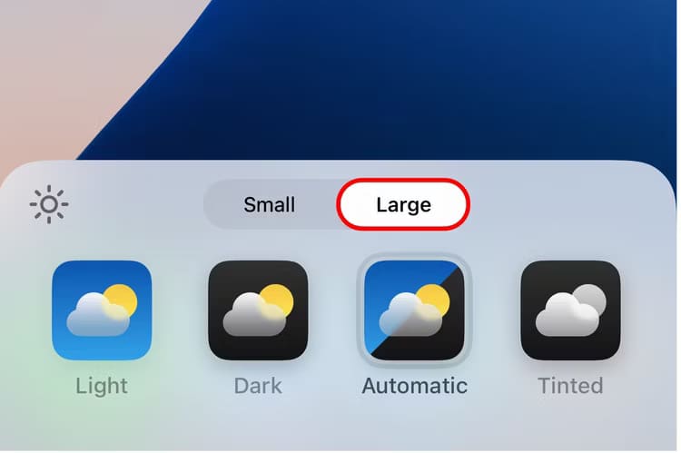 apple-ios-18-home-screen-edit-mode-customize-large-option-selected-annotation اكتشف كيفية إخفاء أسماء التطبيقات على شاشة iPhone الرئيسية بكل سهولة