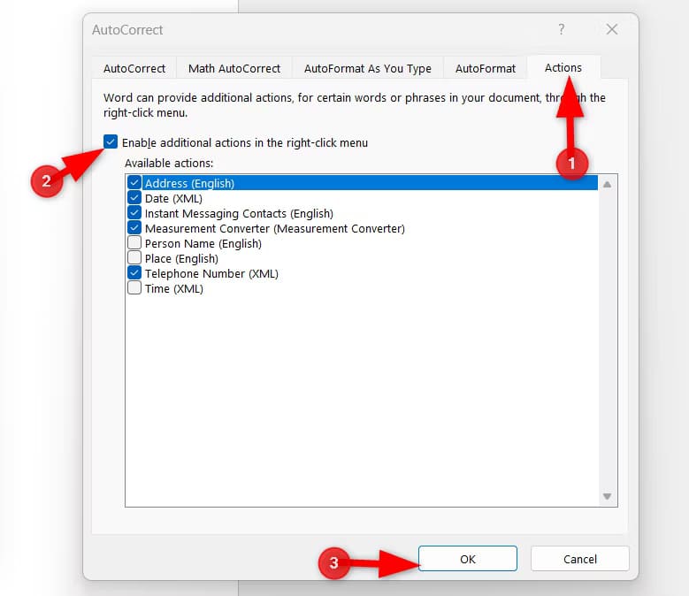 enabling-the-aditional-actions-options اكتشف الميزات المخفية التي تجعل استخدام Microsoft Word أسهل وأكثر فعالية