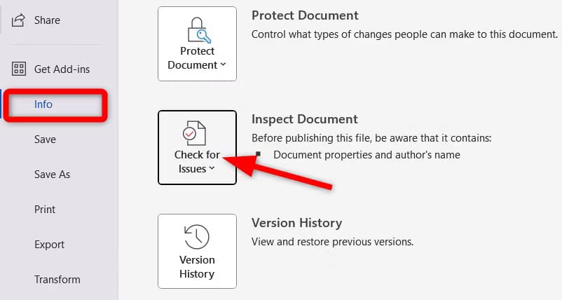 inspecting-document-in-microsoft-word اكتشف الميزات المخفية التي تجعل استخدام Microsoft Word أسهل وأكثر فعالية