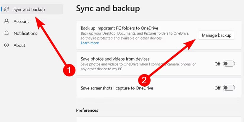 manage-backup-button-onedrive-windows ثمانية نصائح أساسية للاستفادة القصوى من OneDrive