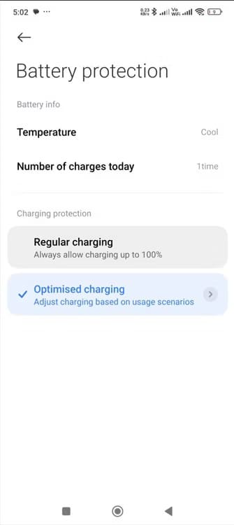 optimised-charging-option-in-android-smartphone حقيقة تأثير وضع الطيران على سرعة شحن البطارية