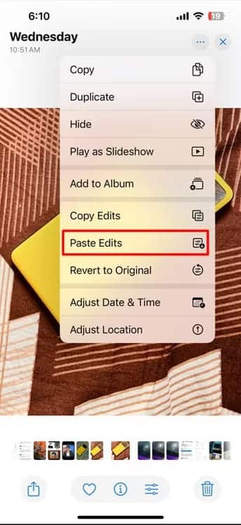 paste-edits-option-in-the-photos-app اكتشف الميزات المخفية في iOS 18 التي ستغير تجربتك
