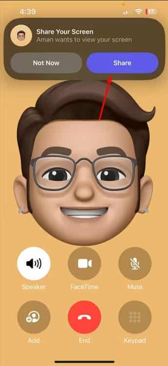 share-option-to-allow-sharinig-screen اكتشف الميزات المخفية في iOS 18 التي ستغير تجربتك