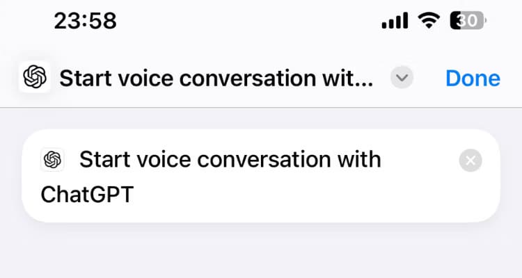 start-voice-conversation-with-chatgpt-iphone-shortcut أفضل اختصارات زر الإجراء على iPhone لتحسين استخدامك اليومي